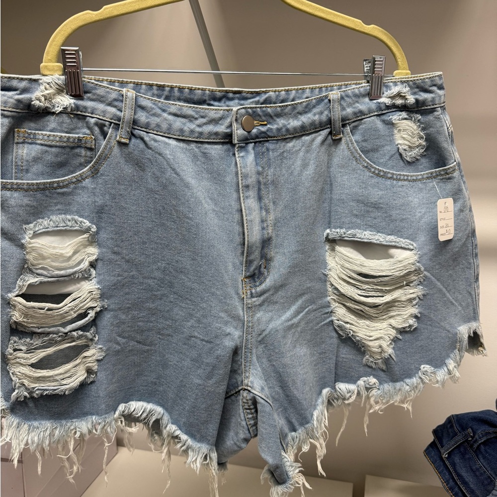 Distressed Denim Shorts